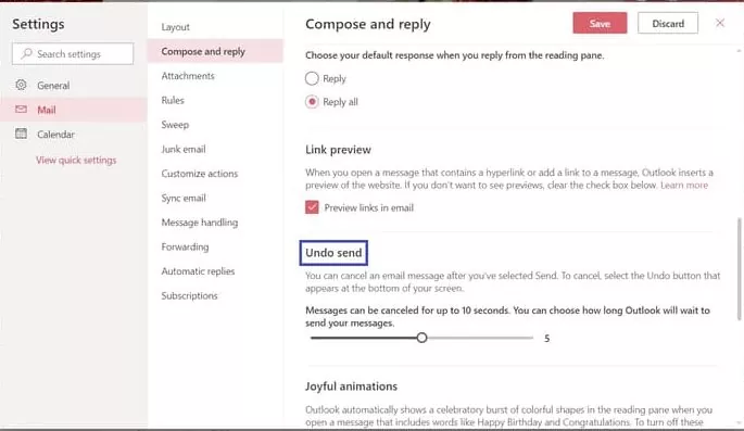 Setting time in Outlook for sending email