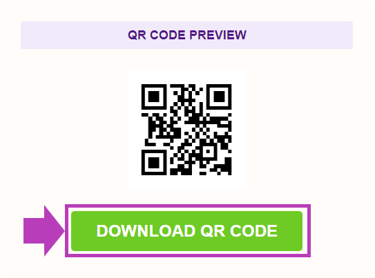 QR code preview and download options
