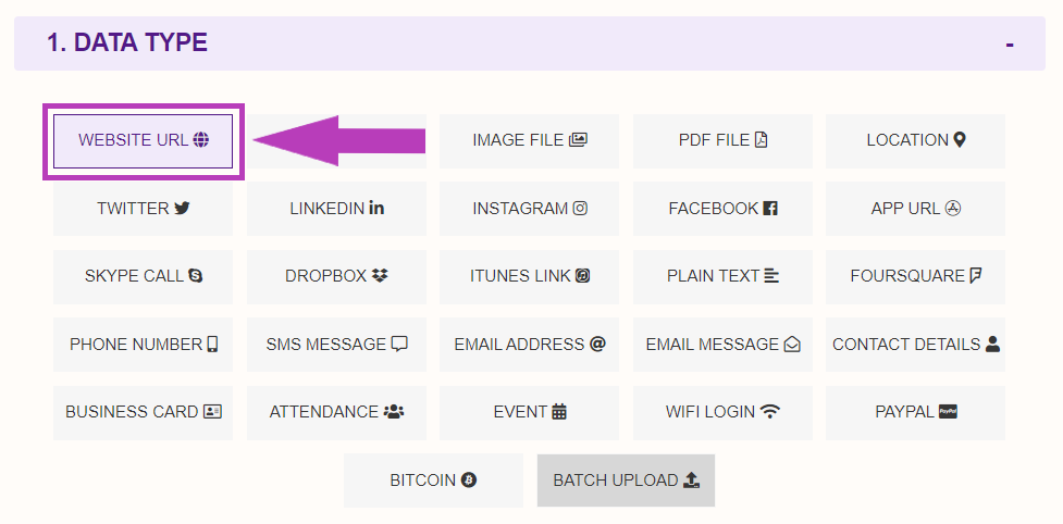 Data Type that can be converted into QR 