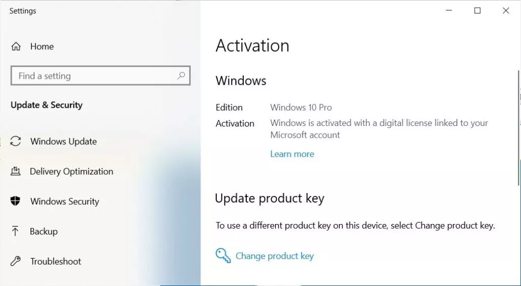 Windows 10 Pro activation notification