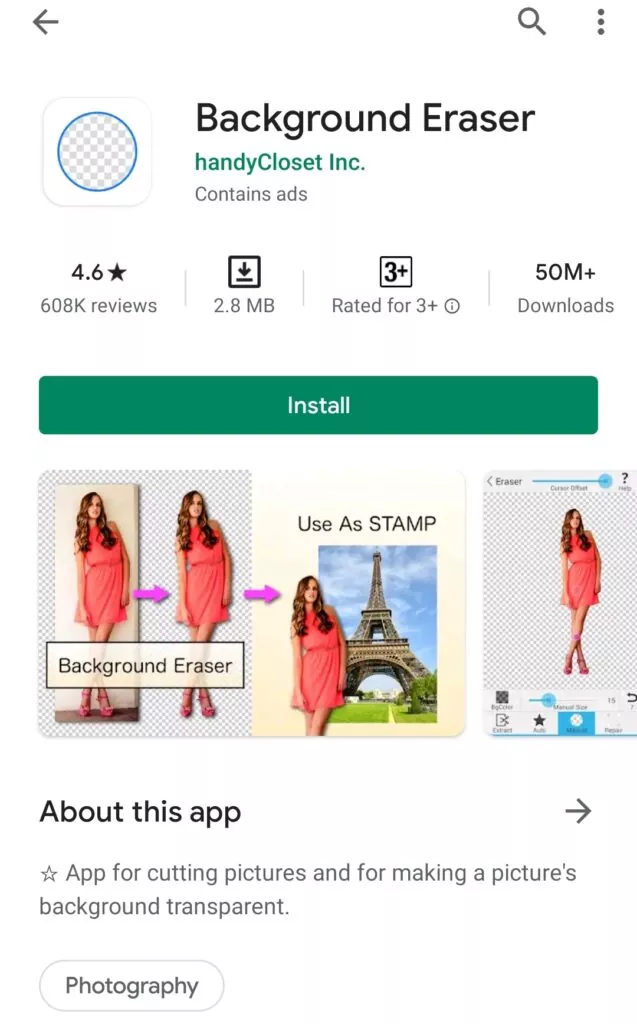 Screenshot of Background Eraser App